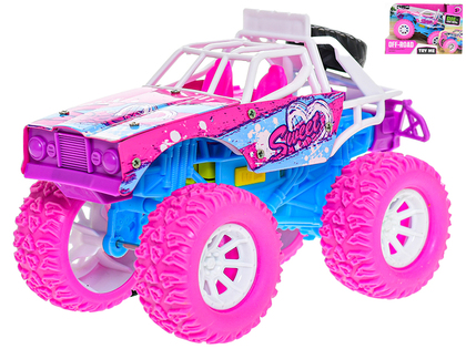 Auto fuoristrada rosa 16cm in metallo a frizione.