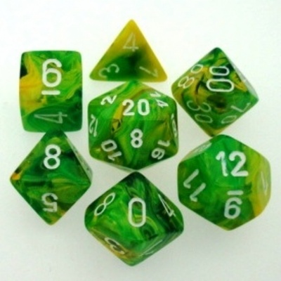 7 Die Set Chessex VORTEX DANDELION white Dice DENTE DI LEONE bianco Dadi Dado 27452