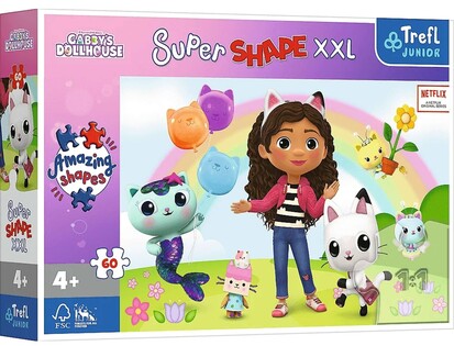 Trefl Puzzle 60 XXL - La casa delle bambole di Gabby amici allegri