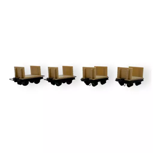 4 wagonnets à pâte à bois - Minitrains 5105 - HOe 1/87 - 2R