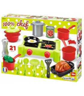 100% Chef Set stoviglie da cucina con fornello 21 pz