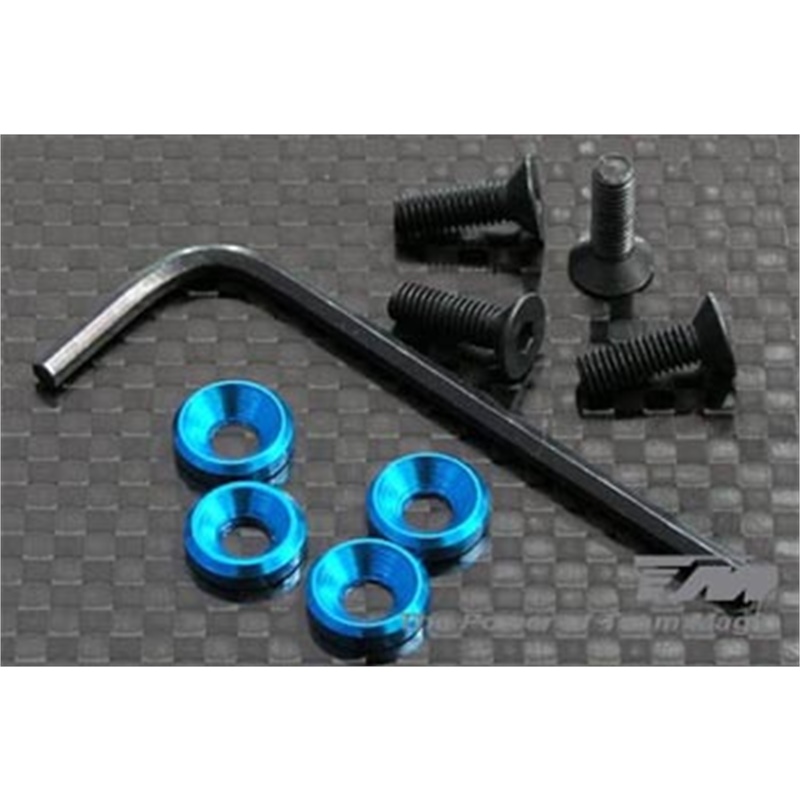 KIT VITI E RONDELLE CONICHE PER FISSAGGIO MOTORE- 3mm BLU - [102622-3B]