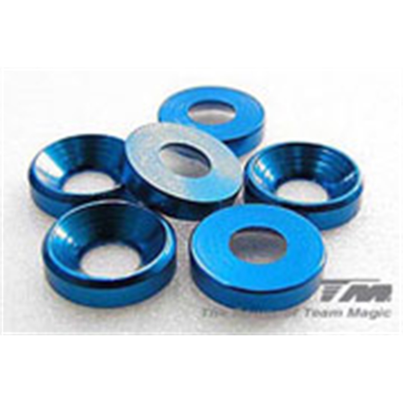 RONDELLE SVASATE CONICHE IN ALLUMINIO 4mm (6) BLU - [111004B]