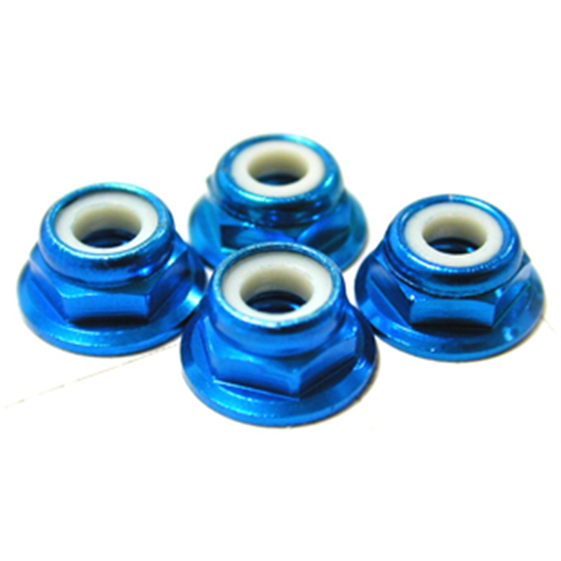 DADO FRENATO FLANGIATO IN ALLUMINIO 4mm (4) BLU BASSO - [111046B]