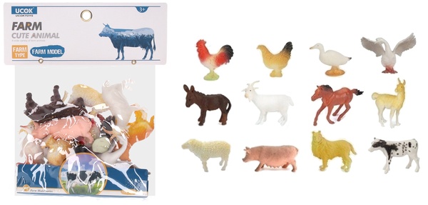Figure di animali della fattoria Set 12 pezzi 10 cm