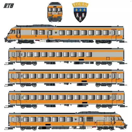 Rame RTG 5 éléments N°37 dépôt de Caen - EPM 221504 - HO 1/87 - SNCF - Ep V - Analogique - 2R