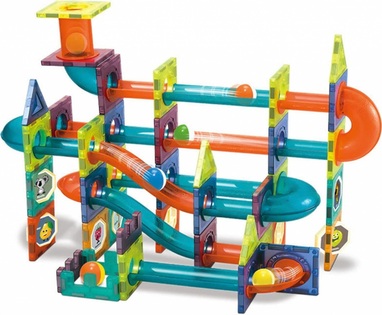 Pista magnetica per palline in plastica 110 pezzi 16 palline + accessori per batterie in una scatola