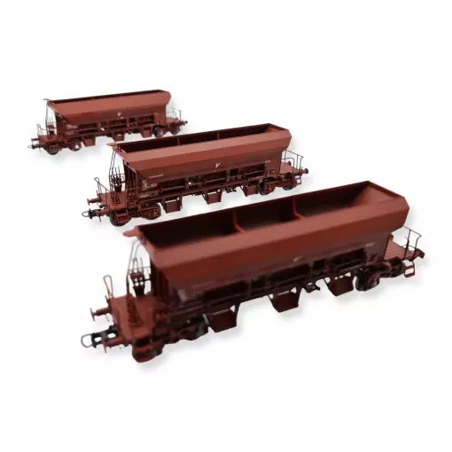 Set di 3 carri tramoggia F70 UAS REE Modelli WB806 - HO 1/87 - SNCF - EP VI