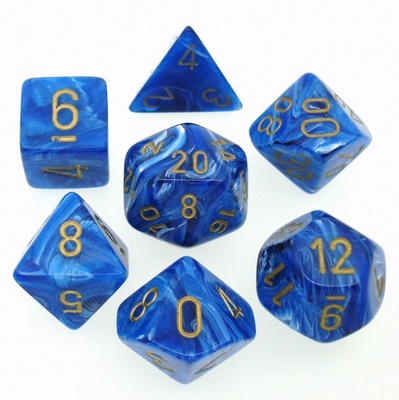 7 Dice Chessex VORTEX BLUE 27436 Dadi