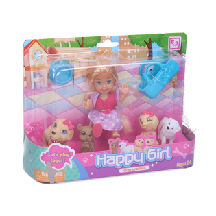 Bambola con cani 11 cm