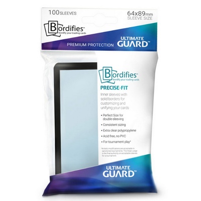 100 Sleeves Ultimate Guard PRECISE- FIT BORDIFIES PREMIUM Black Bustine Protettive Nero