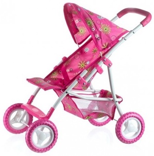 Passeggino sportivo per bambole con tetto in metallo/plastica