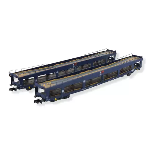 Set di 2 carri porte-auto DEV66 bleus Arnold HN4349 SNCB - N 1/160 - EP IV-V