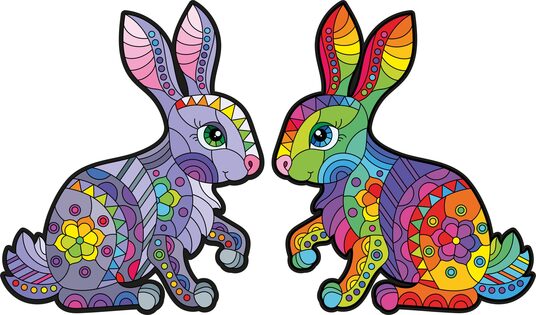 Set puzzle in legno Conigli