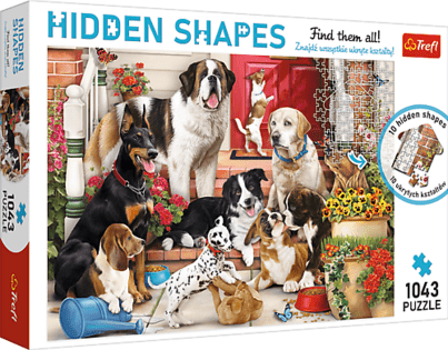 Trefl Puzzle 1000 Hidden Shapes - Cani sotto il portico