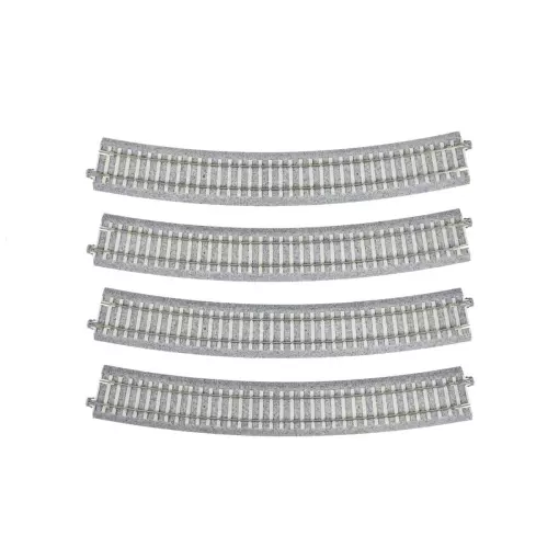 4 rails courbes Unitrack (R730-22.5PC) CS 22,5 degrés - Kato 2-241 - HO 1/87