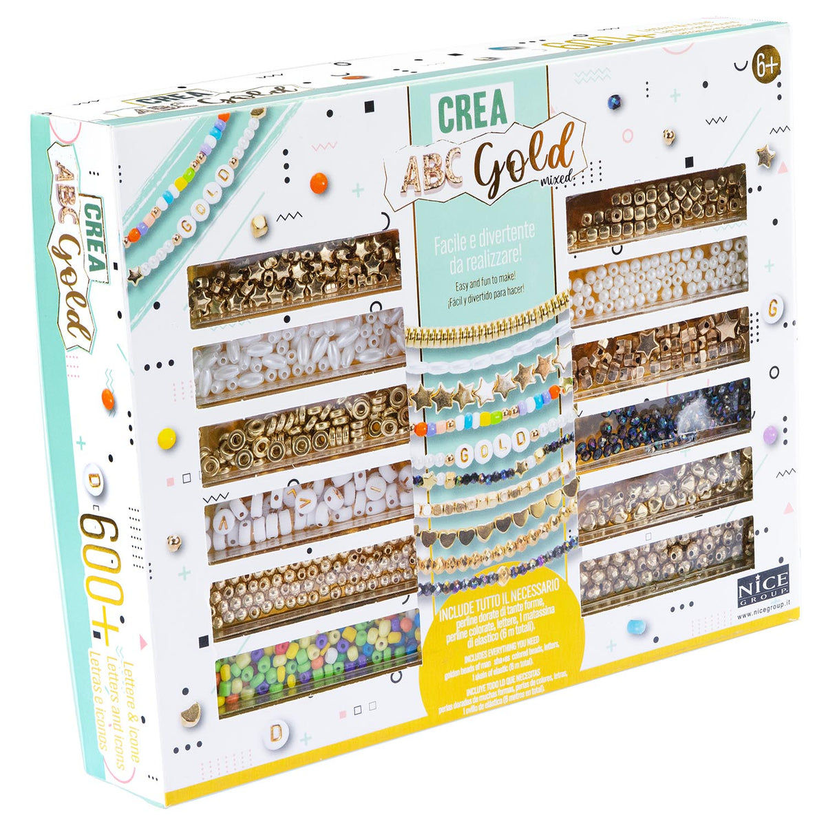 Crea Perline ABC Gold Mixed - 600 pezzi