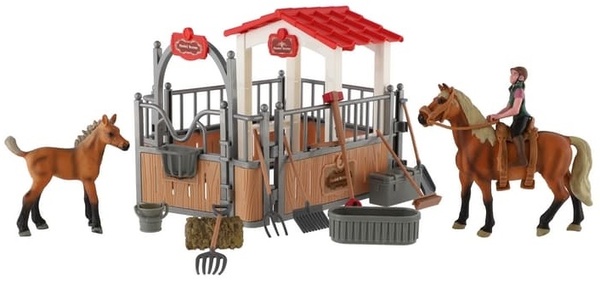 Set da allevamento di cavalli in plastica con accessori