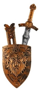 Spada con scudo e fodero in plastica 55 cm