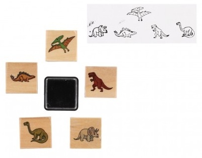 Timbro in legno 5+1 con cuscino dinosauro