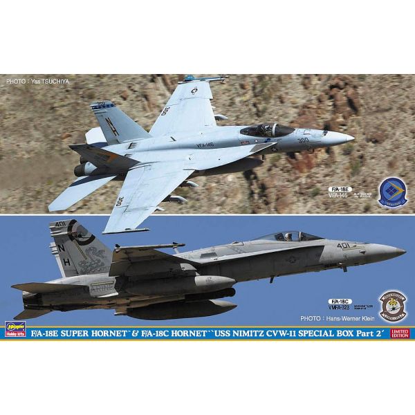 Hasegawa - 1/72 FA18E Super Hornet & FA18C Hornet, USS Nimitz, 2 Baus.