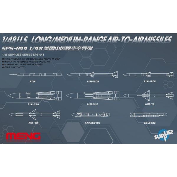 Meng - 1/48 Luft-Luft Raketen, Lang/Mittelstrecke