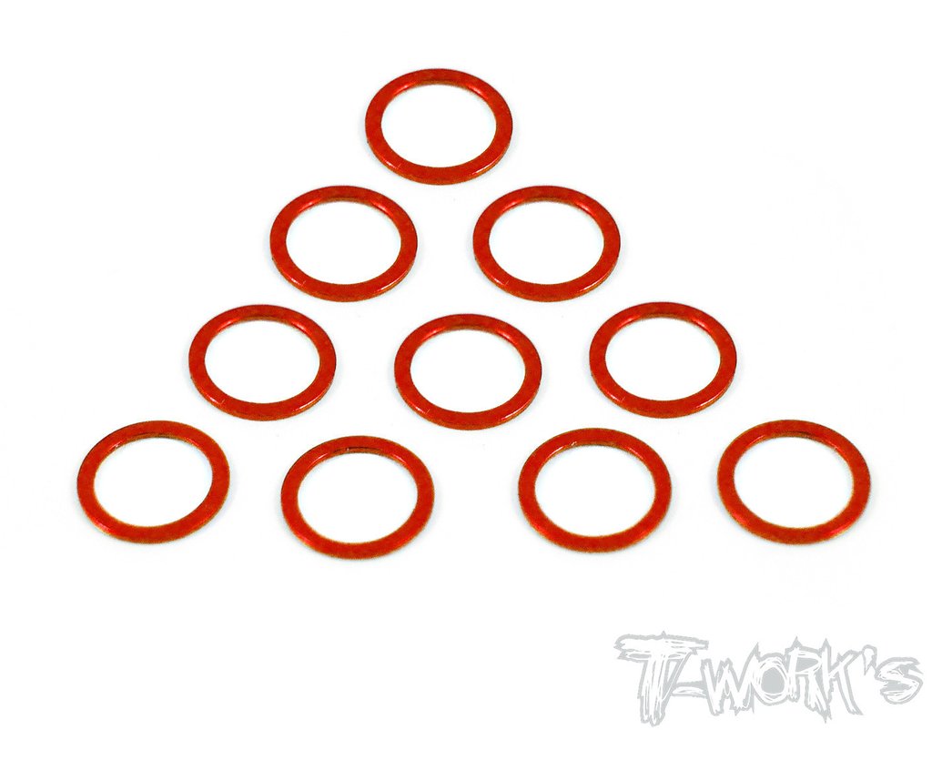 Spessori Aluminum 5mm Bore Washer 0.5mm 10pz colori selezionabili, TA-042 Aluminum 5mm Bore Washer 0.5mm 10pcs.-Red