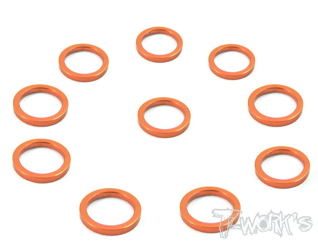 Spessori Aluminum 5mm Bore Washer 0.5mm 10pz colori selezionabili, TA-042 Aluminum 5mm Bore Washer 0.5mm 10pcs.-Orange