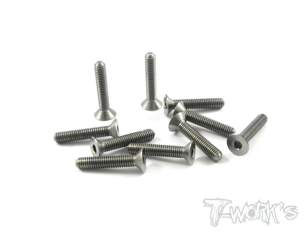 3mm 64 Titanium Hex. Countersink Screw 10pcs-3x20mm