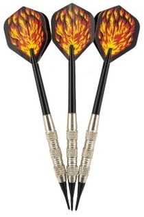 Freccette da lancio 3 pz metallo/plastica 15 cm con punta in plastica fiamma