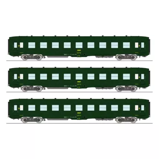 Set di 3 Couchettes DEV AO verdi REE MODELES VB405 -SNCF - HO 1/87 -Ep IV