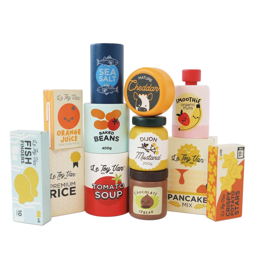 LE TOY VAN SET PRODOTTI DELLA SPESA AL SUPERMERCATO 12 PZ TV354