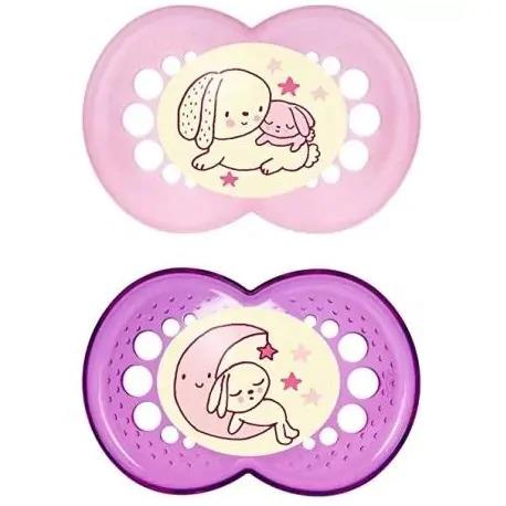 BAMED BABY MAM ORIGINAL NIGHT CIUCCIO IN SILICONE ROSA 2 PZ