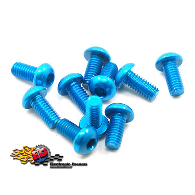 Yeah Racing viti in Alluminio 7075 testa bombata 3x6mm BLU (10) - [AHP-306BU]