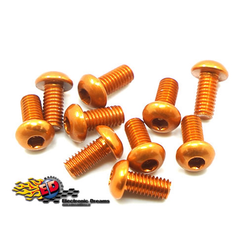 Yeah Racing viti in Alluminio 7075 testa bombata 3x10mm ORANGE (10) - [AHP-310OR]