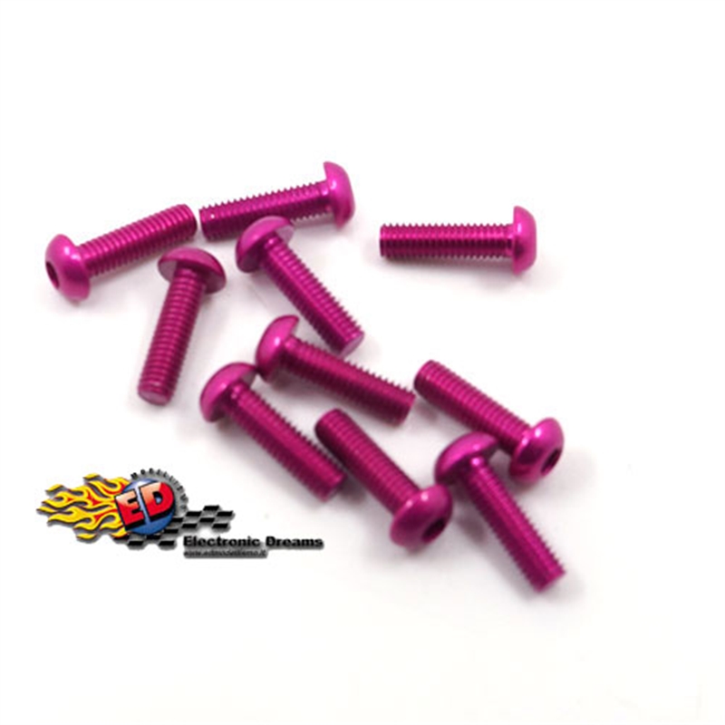 Yeah Racing viti in Alluminio 7075 testa bombata 3x10mm PINK (10) - [AHP-310PK]