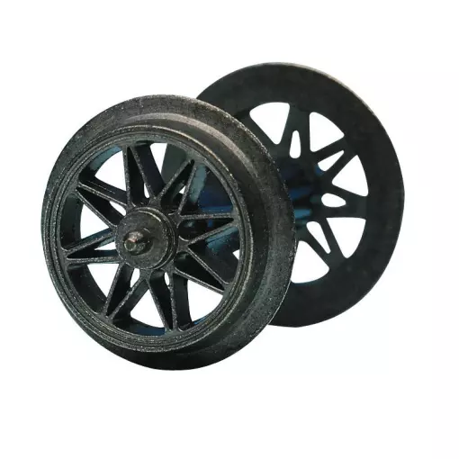 Coppia di assi per corrente alternata con ruote a raggi in metallo iniettato, diametro 11 mm