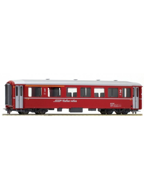 BEMO 3256145 Scala HOm Carrozza passeggeri RhB di 1/2^ cl. AB 1545 rossa ferrovia del Bernina