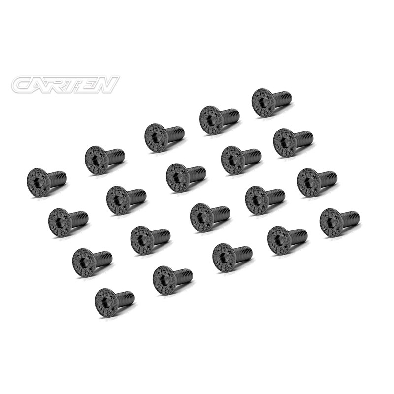 CARTEN Screw Set 12.9- FH M3x8(Black Nickel Coating) (20) Flat Head - [BFH0308]