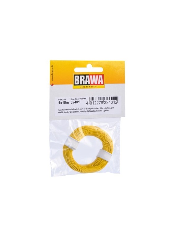 BRAWA 32401 Cavo elettrico extra flessibile giallo (10 metri - 0,05 mm2 )