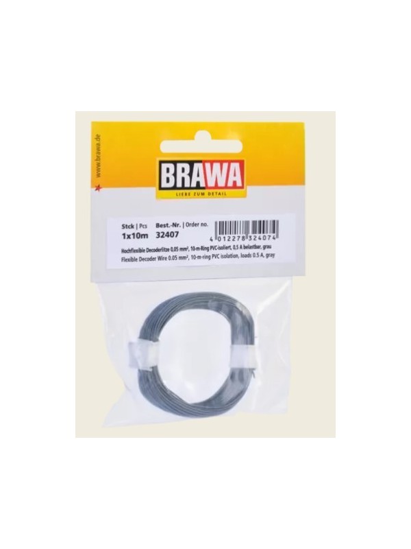 BRAWA 32407 Cavo elettrico extra flessibile grigio(10 metri - diametro 0,05 mm2)