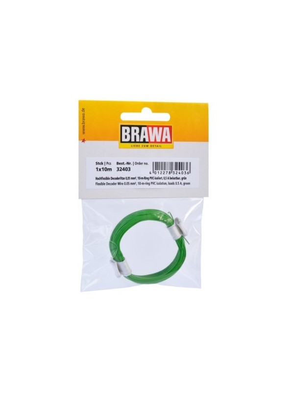 BRAWA 32403 Cavo elettrico extra flessibile verde (10 metri - 0,05 mm2 )