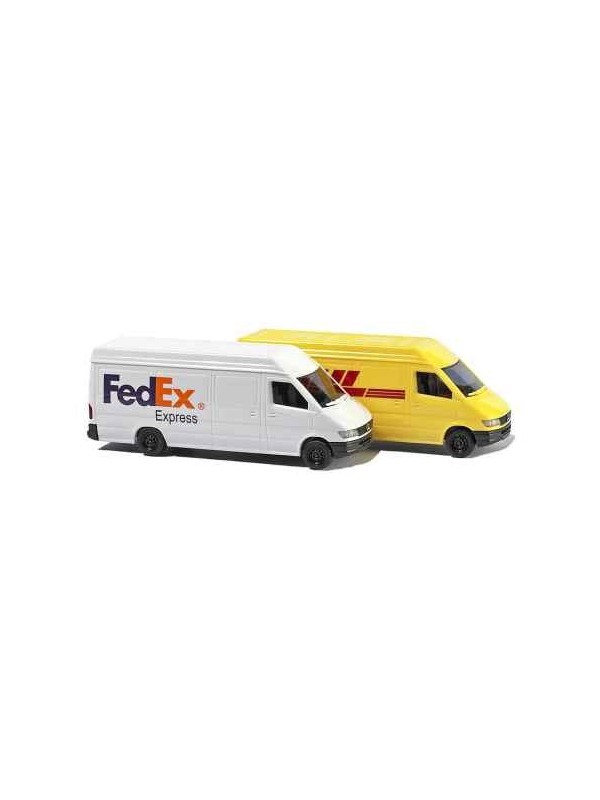 BUSCH 8304 Scala N Set 2 furgoni Mercdes FedEx e DHL