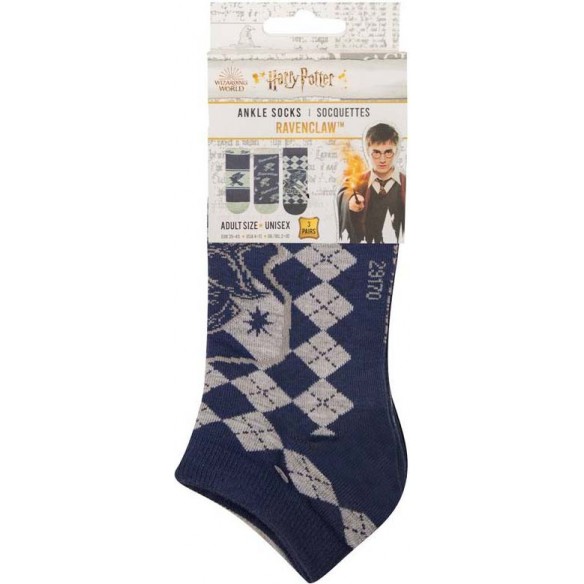 Calzini Corti - Harry Potter - Corvonero (3 Paia, Misura 35 - 45)