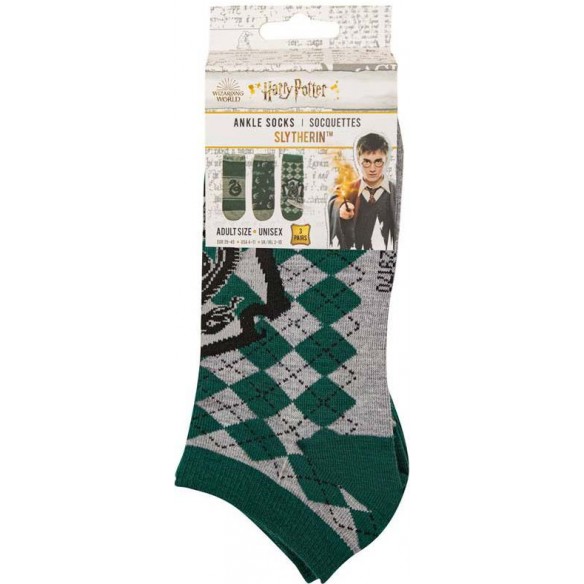 Calzini Corti - Harry Potter - Serpeverde (3 Paia, Misura 35 - 45)