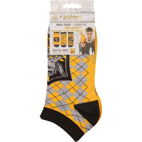 Calzini Corti - Harry Potter - Tassorosso (3 Paia, Misura 35 - 45)