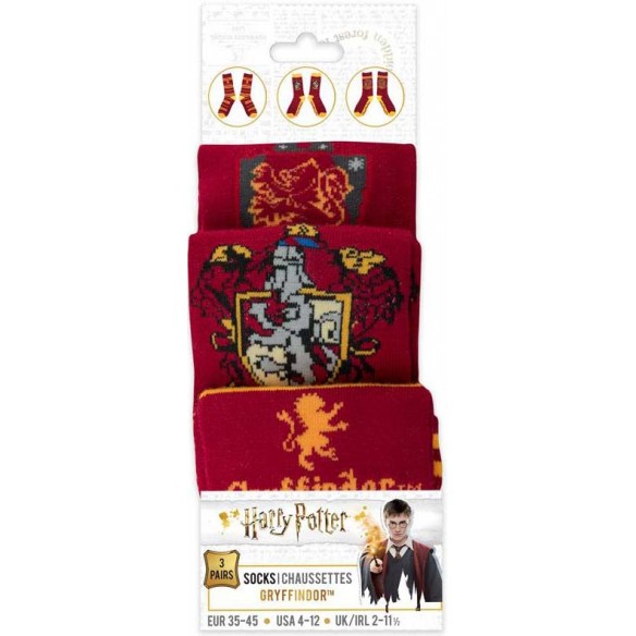 Calzini - Harry Potter - Grifondoro (3 Paia, Misura 35 - 45)
