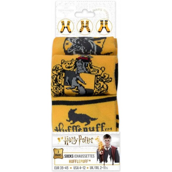 Calzini - Harry Potter - Tassorosso (3 Paia, Misura 35 - 45)