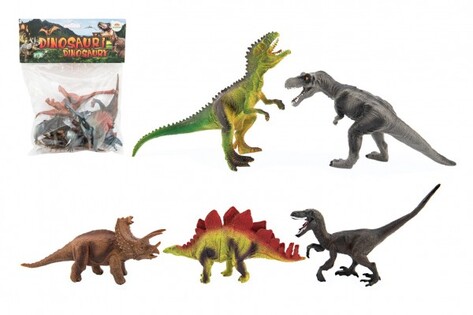 Dinosauro in plastica 15-18 cm 5 pezzi in un sacchetto