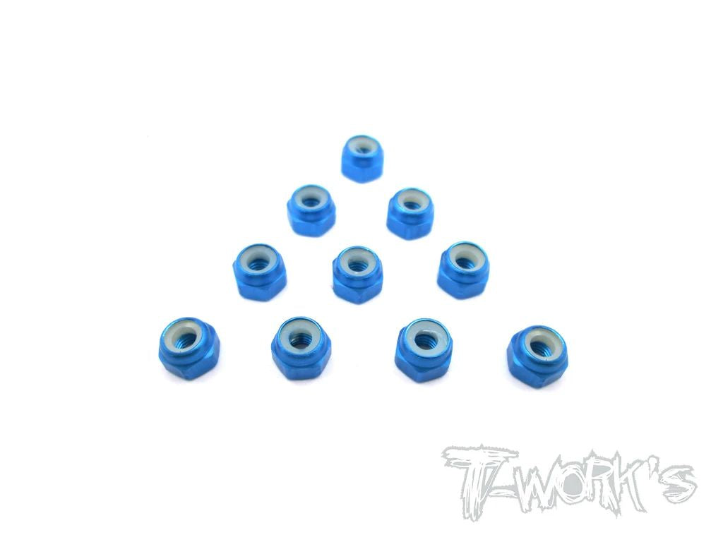 Dadi autobloccanti M4 Large-Contact colori selezionabili,TA-089 Alum Large-Contact Serrated Flanged Wheel Nuts (4pcs.)-ligh blue